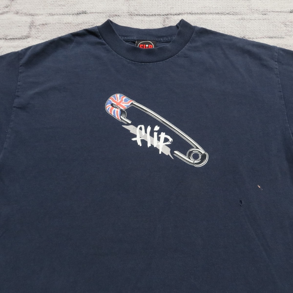 Vintage 90s Flip Skateboards Safety Pin British Shirt Size M Made