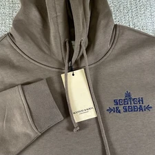 NWT Scotch & Soda Men’s Medium Brown Relaxed Fit Fleece Logo Hoodie Sweatshirt