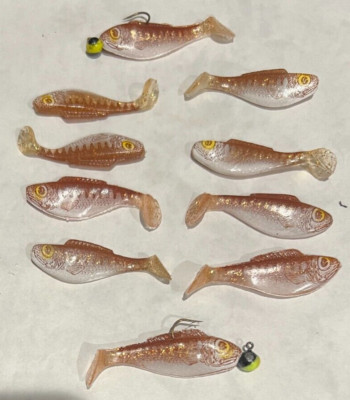 10 PK  2'' Lucky Strike Paddle tail MNO & 2 JIGS SOFT CRAPPIE BAIT 4.50& 2.65SHIP