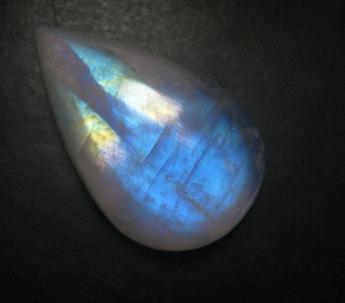 Natural Rainbow Moonstone Pear 29.10 ct Loose Gemstone Flat Back Cabochon H 8940 - Picture 4 of 7
