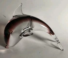 Vintage Murano Glass Dolphin Figurine Paperweight  Amethyst Clear Ombre Italy 7"