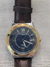 Vintage Timex 1986 Easy Ready Blue And Gold Watch New Battery Quartz Indiglo