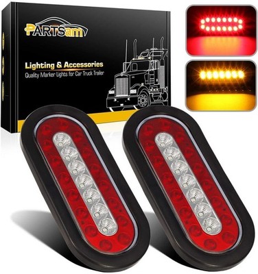 2 Pcs 6'' inch Oval Truck Trailer Led Tail Stop Brake Lights Taillights Runni