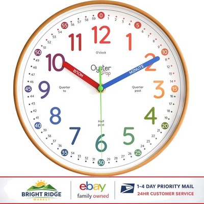 10 Inch Round Clock for Kids - Silent Analog Design for Bedrooms and Study Rooms