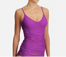 Athleta Smocked Tankini Swim Top-Size 36 D/DD-Underwire-Lined-Adjustable Straps