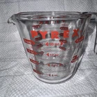 Vintage PYREX 2 Cup Glass Measuring Cup Red Letter EUC
