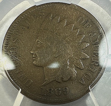 1869 Indian Head Cent Pcgs F-12 823 1869 Indian Head Cent Pcgs F-12 823
