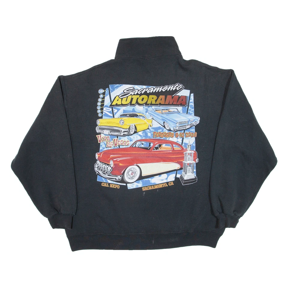 Moletom masculino JERZEES Autorama preto 1/4 zíper EUA L - Imagem 3 de 4