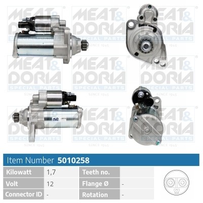 Meat & Doria Anlasser Starter 1.7 Kw FüR VW Golf VII 1.4 TSI 1.0 T-Cross Seat-image