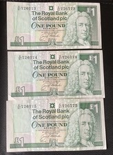 UNCIRCULATED 1996 Royal Bank of Scotland PLC £1 One Pound Notes consecutive x 3
