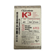 SybronEndo K3 Nickel-Titanium Files NiTi Endo Files K3 .40/.04 21mm