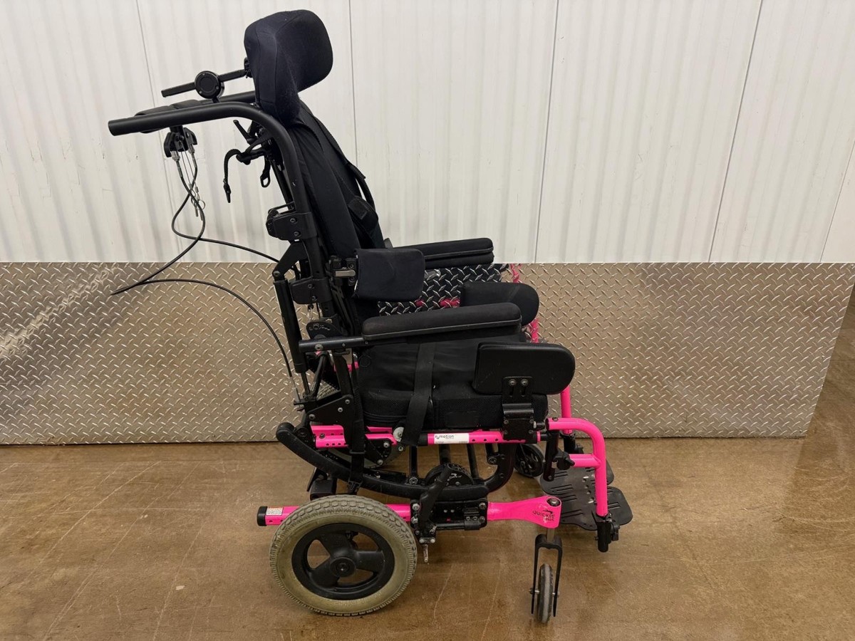 Quickie Iris Tilt-In-Space Manual Transport Rehab Wheelchair Pink