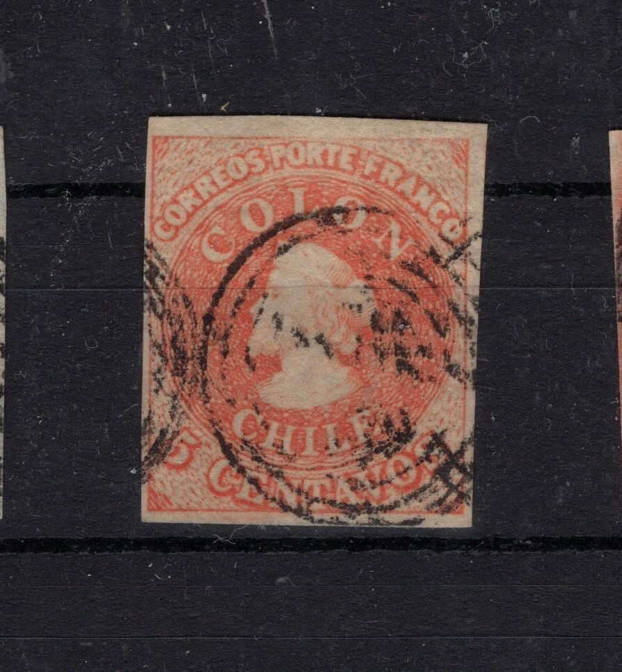 CHILE Sc.9 1856 Estanco 5 cts 4 margins IV