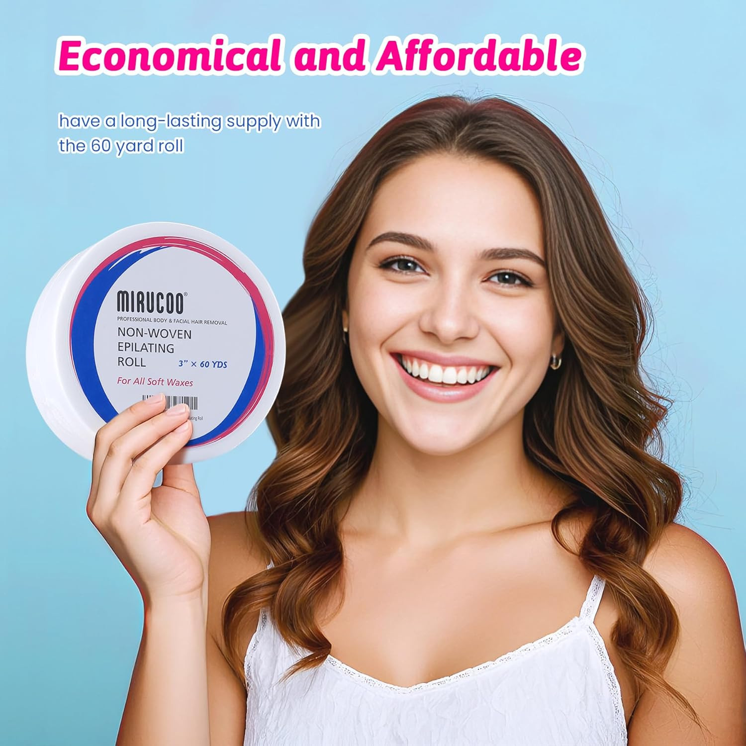 Non-Woven Wax Strip Roll for Body and Facial Hair Removal, 3 Inches X 60 Yards P