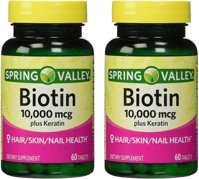 Dietary Supplement 10000mcg Biotin 100mg Keratin 60 Tablets Pack of 2