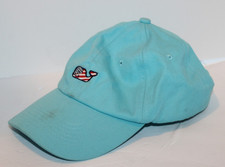 Vineyard Vines American Flag Whale Logo Leather Strap Teal Blue Strapback Hat