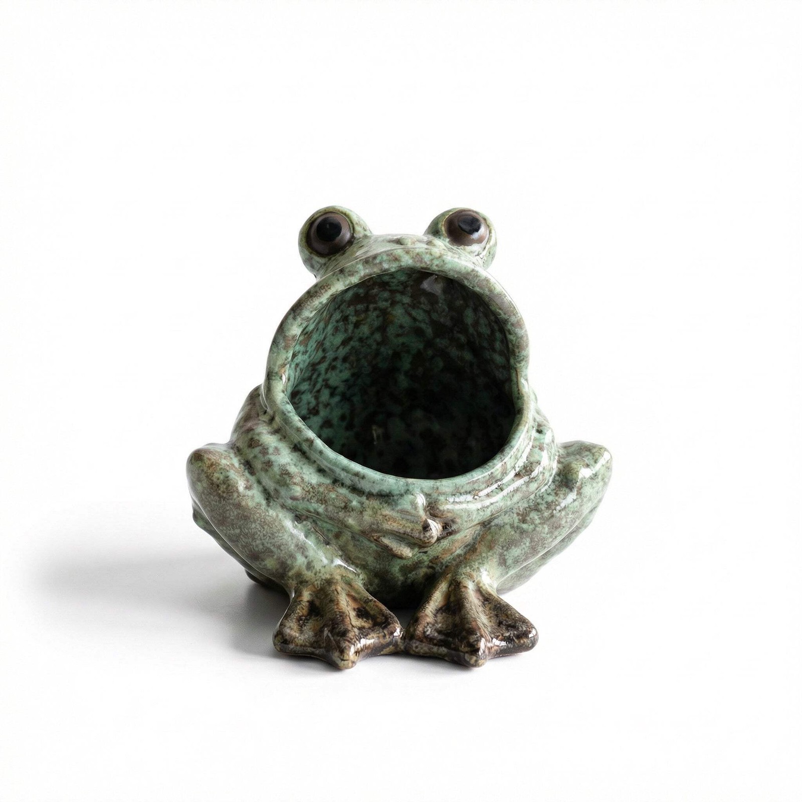 Open Mouth Ceramic Frog Planter