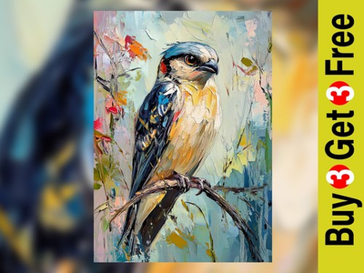 #ad Majestic Hawk Perch 5quot;x7quot; Print on Matte Paper Bold Wildlife Oil Painting GBP 2.99