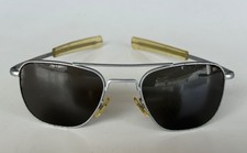 American Optical Silver Metal Aviator Sunglasses