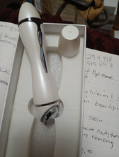 Face  Eye Beauty Magic Wand Vibra LED Ion Heat Facial Massager White Silver