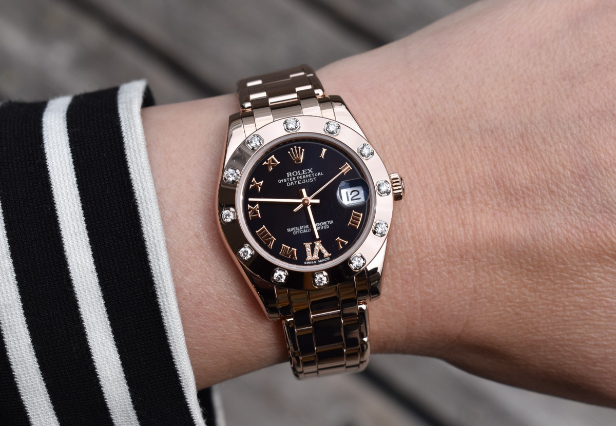 Rolex Pearlmaster 34mm 18K Everose Gold Dark Blue Dial 81315 with