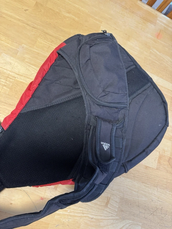 Adidas Sling Backpack Black Red Gray Load Spring Crossbody Shoulder Strap Logo - Image 3 of 4