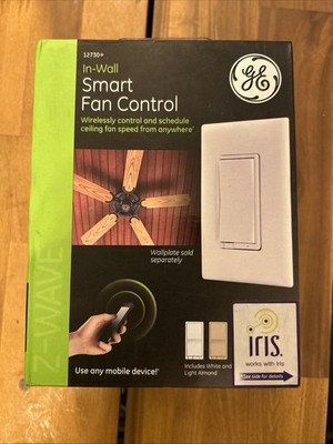 GE Z-Wave Wireless Smart Fan Speed Control In-Wall White Light Almond 12730, New