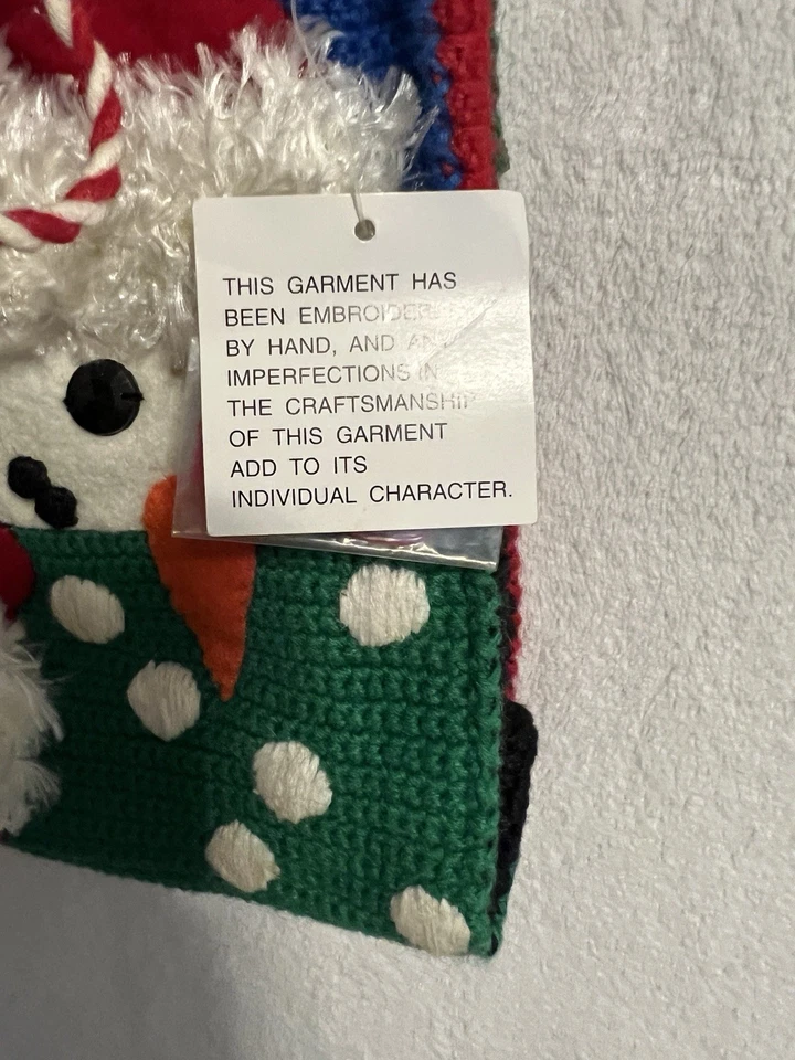 NUEVO CON ETIQUETAS DE COLECCIÓN AÑOS 90 Michael Simon Muñeco de Nieve Navidad Vacaciones Cartera Bolso Bordado Tejido Foto 3 de 4