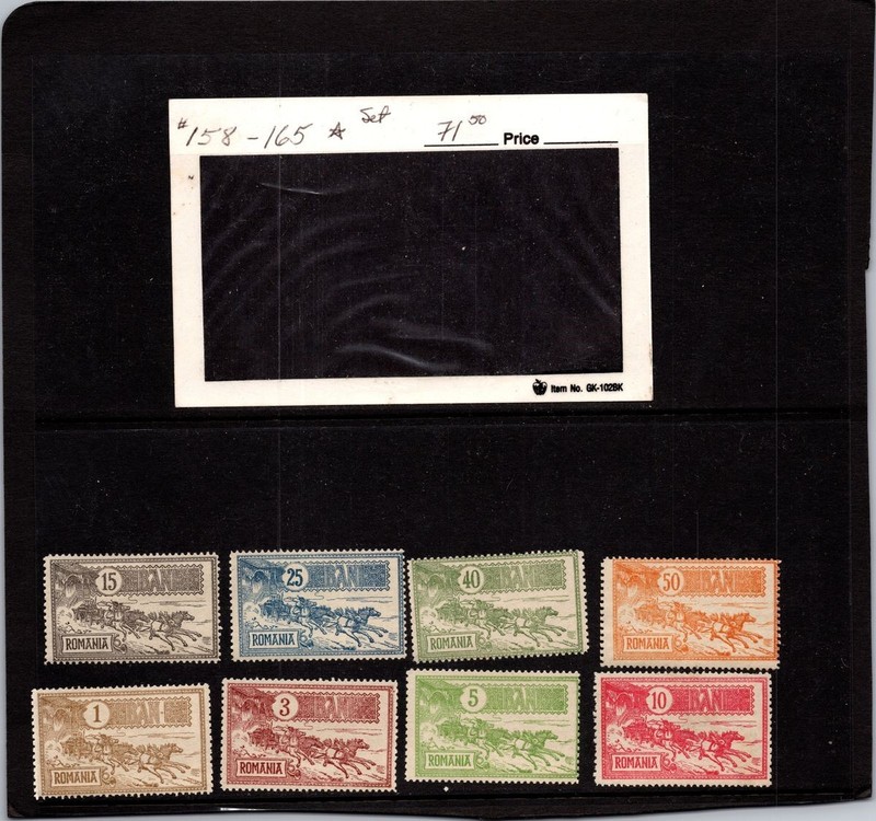 BH GOLDPATH: ROMANIA STAMP, CAT VALUE $71.50, #158-165 BHS_001_119_11