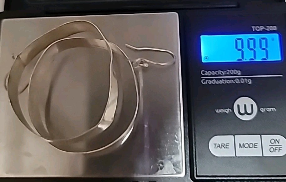 Hand Made Solid Sterling Silver Large Drop Hoop E… - image 12