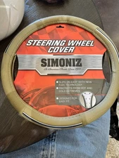 Simoniz Premium Steering Wheel Cover tan leather universal fit 