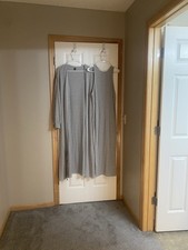 Gray Ribbed 2 Piece Outfit Set - Dress  Cardigan, Long Sleeve, Size M