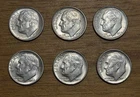 Lot of 6 1962 D Roosevelt Silver Dimes XF