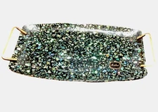 Koha Abalone Paua Shell Vintage RETRO 1960's New Zealand Trinket Tray Green Gold