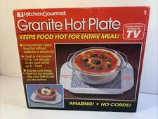 Kitchen Gourmet Granite Hot Plate Microwavable Stone Cordless Keeps Food Hot