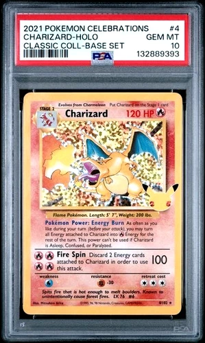 POKEMON CHARIZARD 2021 CELEBRATIONS CLASSIC COLL #4 HOLO BASE SET PSA 10