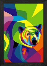 Polar Bear Pop Art Framed Wall Art Poster Canvas Print Picture