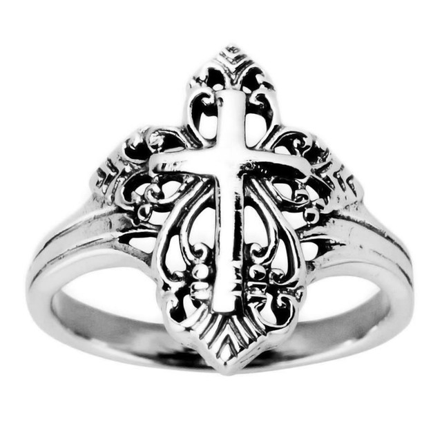 Religious Cross Sterling Silver Men's Ring (Size 10) eBay