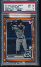 PSA 10 JULIO RODRIGUEZ 2020 Bowman Draft 1st Edition ORANGE FOIL /25 RC GEM MINT
