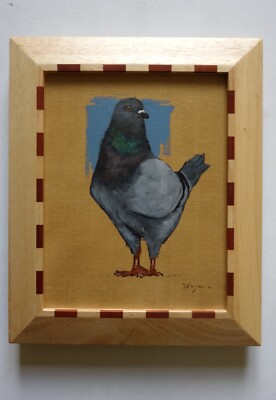 Original Portrait - Taube Vogel - Intarsienrahmen - Ölgemälde von J Payne