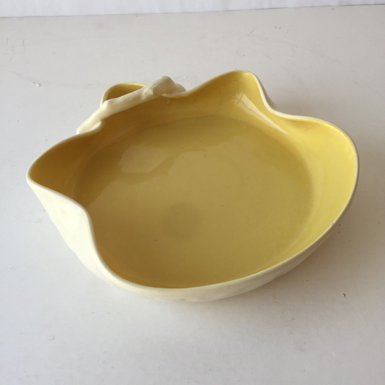 Poppy Trail Hand Made in California USA Yellow White Branch Tray Art Pottery