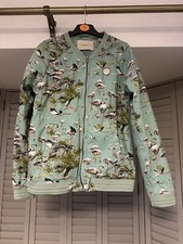 Maison Scotch Mint Green Flamingo Bomber Jacket Size 2 (10 Uk)