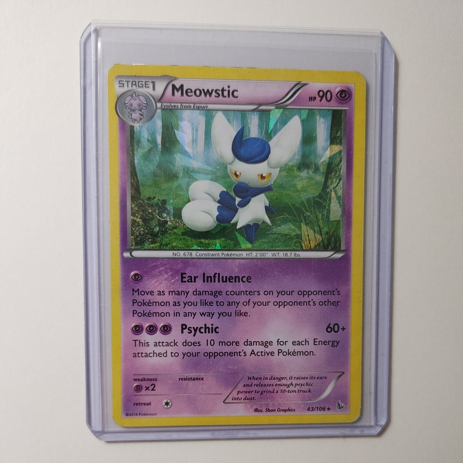 Meowstic 43/106 Flashfire 2014 Cracked Ice Holo Rare Pokemon Card MP