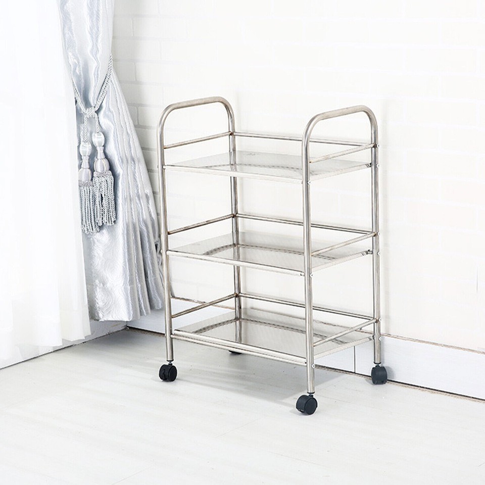 3Tier Stainless Steel?Kitchen Trolley Cart Microwave Oven Rack Utility