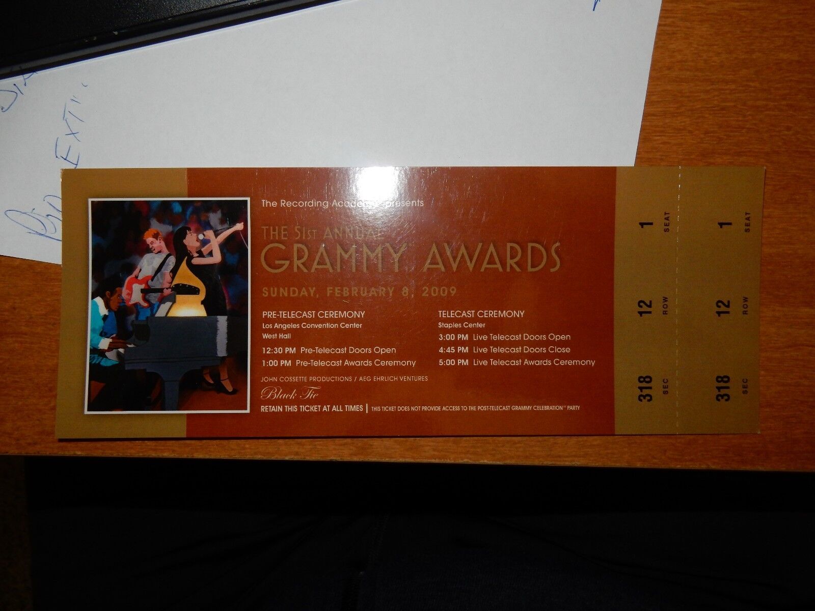 Grammy Lowest price challenge Awards Unused Ticket Super Special SALE held from 51st 2009 Annual the