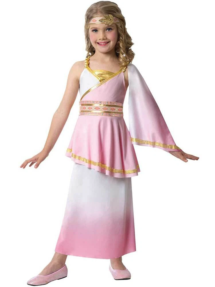 Child Pink Roman Girl Venus Goddess Fancy Dress Costume Greek Toga Book Day  Week