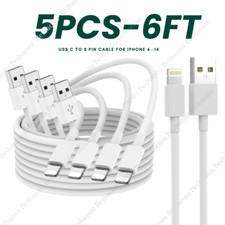 5PACK USB Cable 6FT For iPhone 14 13 12 11 Pro Max XS 8 7 6 XR 5 SE Charger Cord