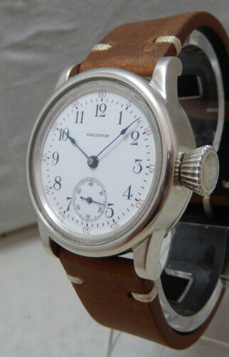 Waltham 0s MAXIMUS Pocket Watch Movement In .935 ARGENTIUM 36mm Wrist Case 1907 - Picture 1 of 8