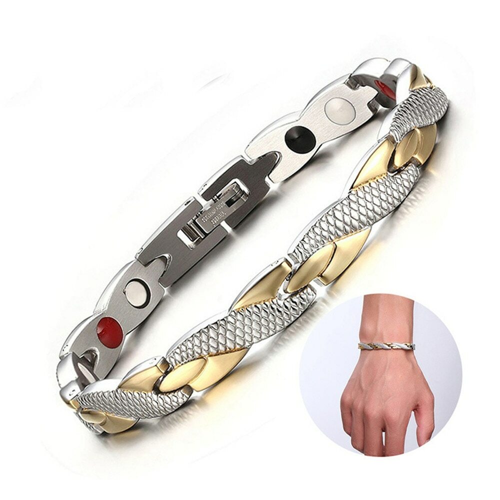 Pulsera De Cuero Hombre Trenzada Con Cierre Magnético