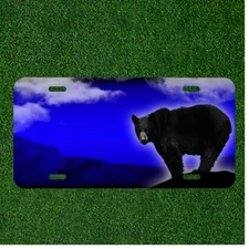 Custom Personalized License Plate Auto Tag With Cloudy Blue Bear Add Names